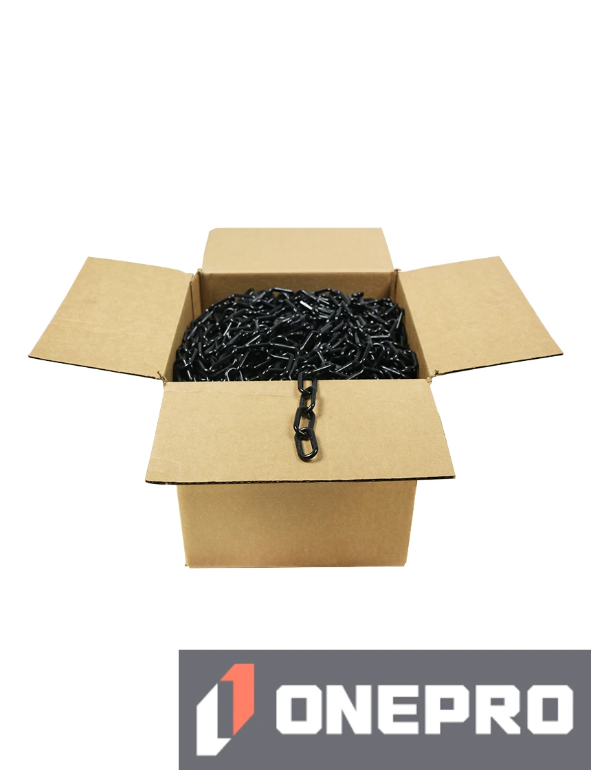 500\u0027 Box of Black 2\" Link, Standard Plastic Chain