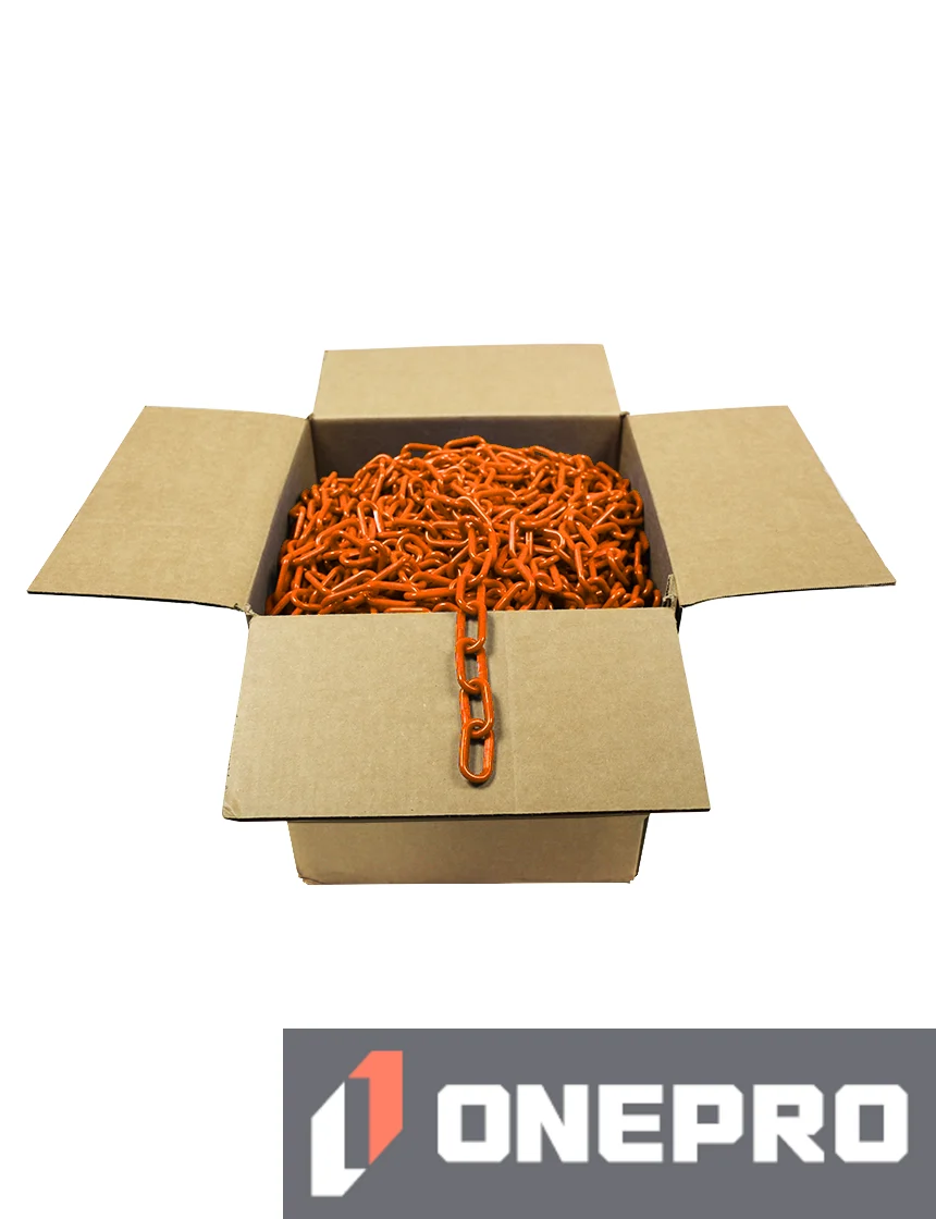 500\u0027 Box of Orange 2\" Link, Standard Plastic Chain