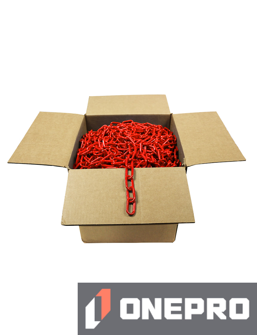 500\u0027 Box of Red 2\" Link, Standard Plastic Chain