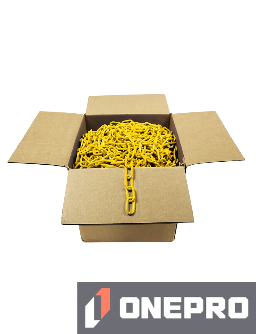 500\u0027 Box of Yellow 2\" Link, Standard Plastic Chain