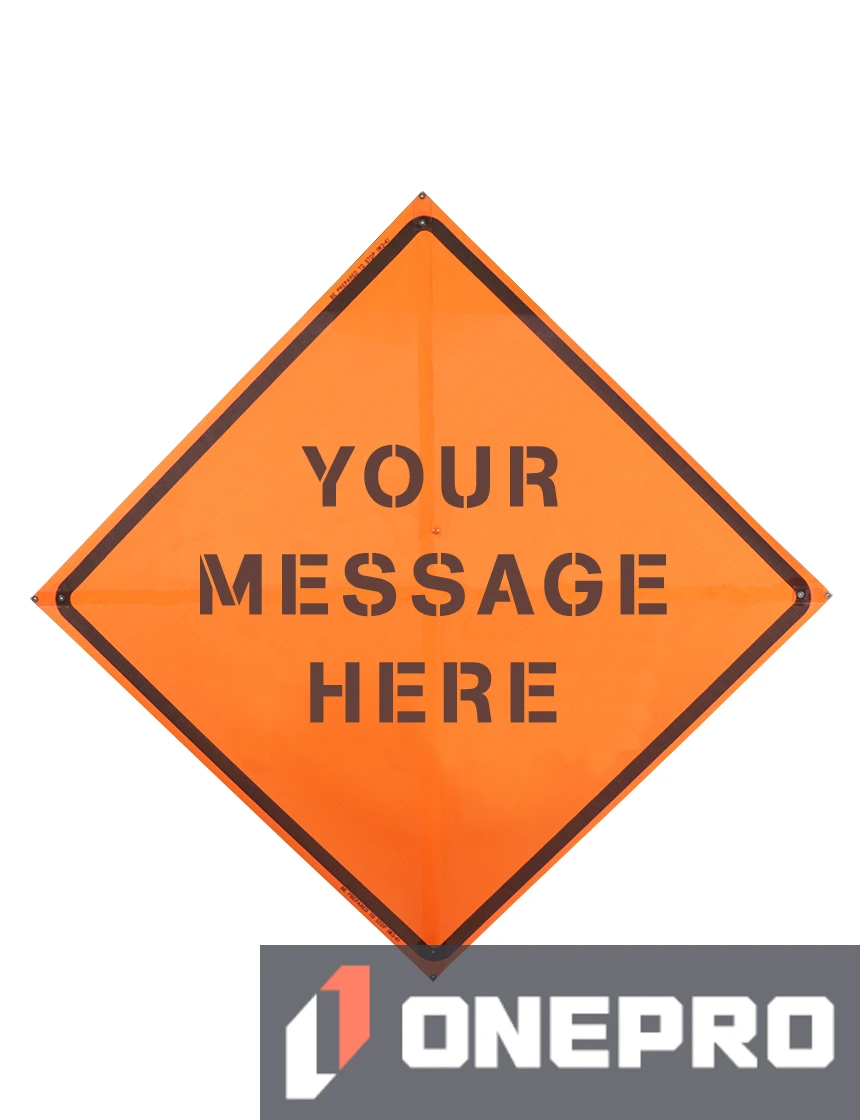48\", Heavy Duty, Non-Reflective MESH, Custom Roll Up Sign