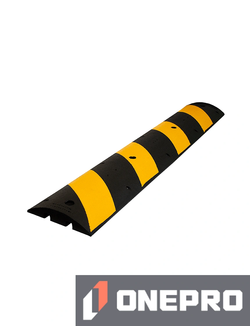6\u0027 Reflective, Recycled Rubber Speed Bump w/ 12\" Galvanized Steel Spikes