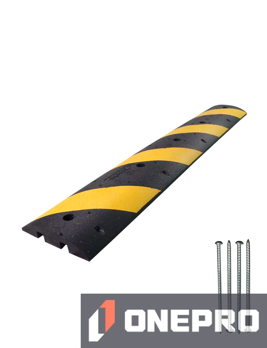 6\u0027 Clearline® Heavy Duty Rubber Speed Bump with Five (5) 14\" Galvanized Spikes