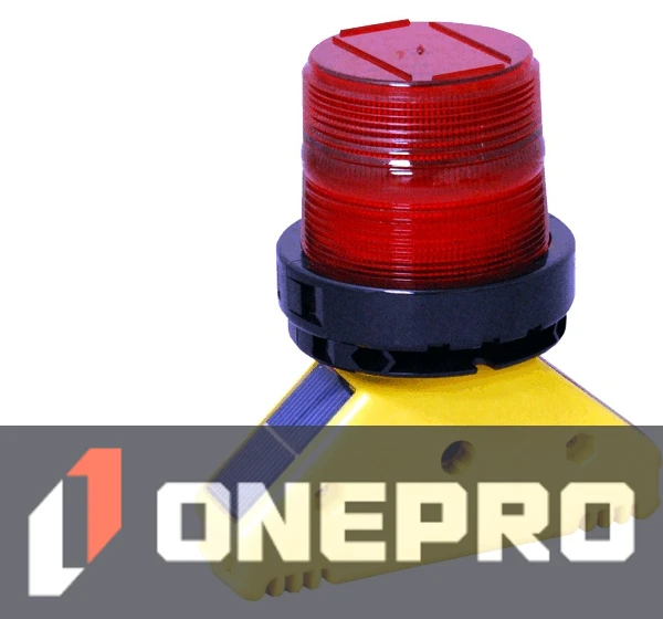 Solar LED Airport Barricade Light with Photo-Cell, Red 360 degree lens