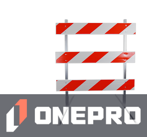 8\u0027 Standard Type 3 Barricade-63\" Tall Galvanized Steel Frame \u0026 Three 8\u0027 Plastic Boards w/EG Sheeting