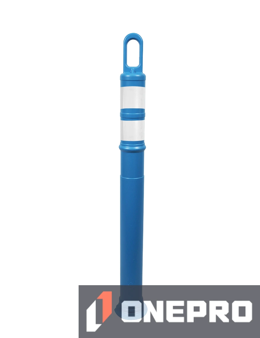42\" BLUE Looper Tube with two (2) 3\" Reflective Collars and 18 lb Base