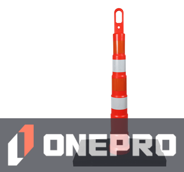 42\" Traffix Looper Cone Channelizer w/Four (4) 4\" HI Reflective Collars \u0026 30 Lb Recycled Rubber Base