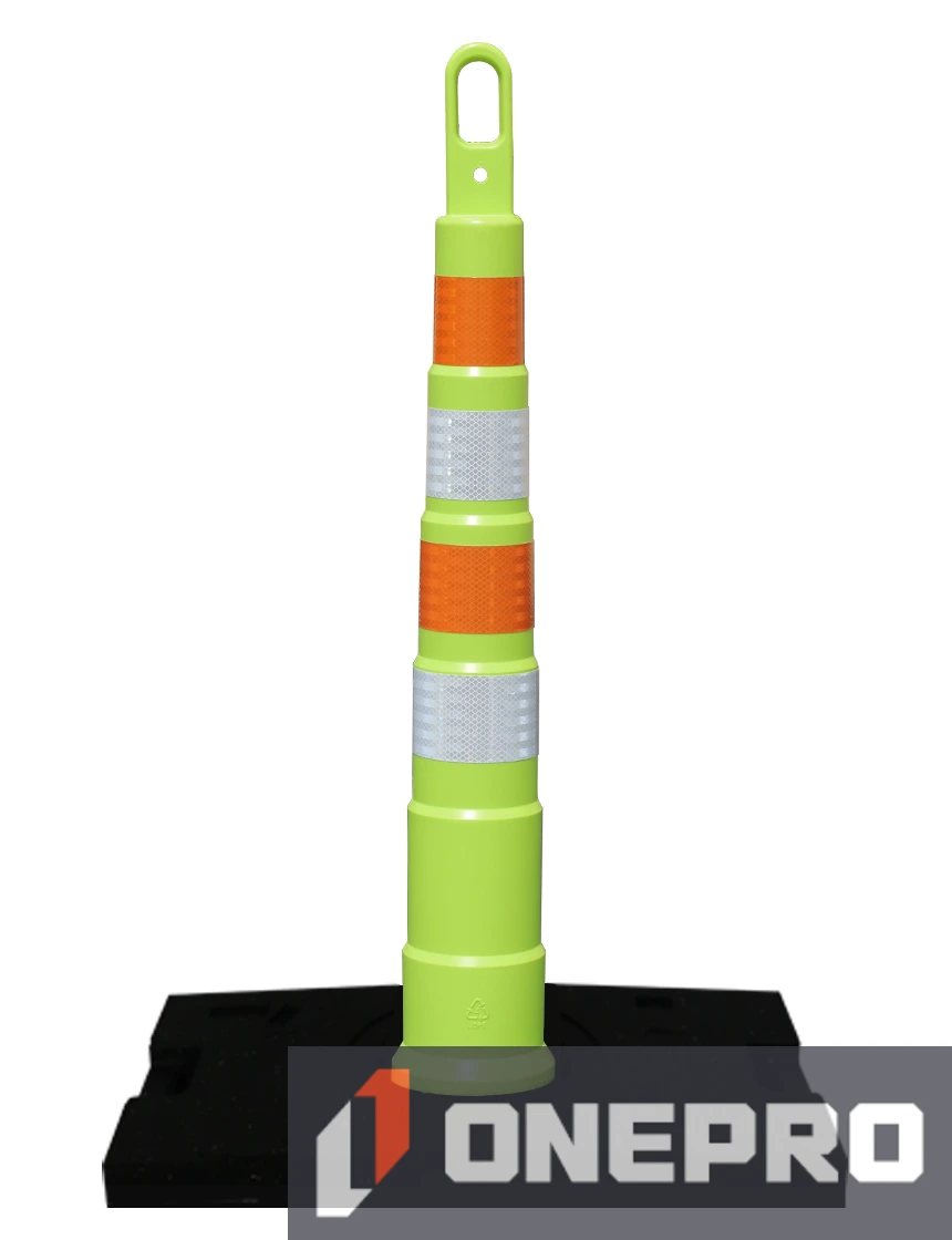 42\" LIME Traffix Looper Cone Channelizer w/Four (4) 4\" EG Reflective Collars \u0026 30 lb Rubber Base