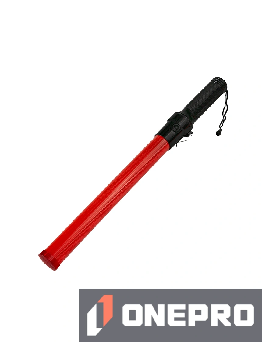 21\" Red Traffic Safety Baton With Hi Vis LED Lights
