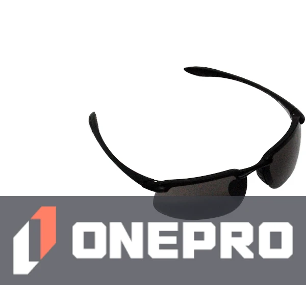 Z87+ Safety Sunglasses (rectangular lens, matte-black frame, gray anti-fog lens)