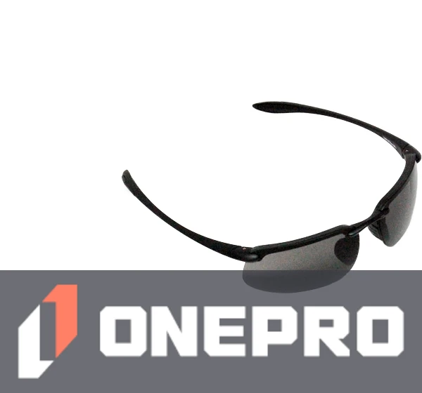 Z87+ Safety Sunglasses (rectangular lens, matte-black frame, neutral gray anti-fog lens)