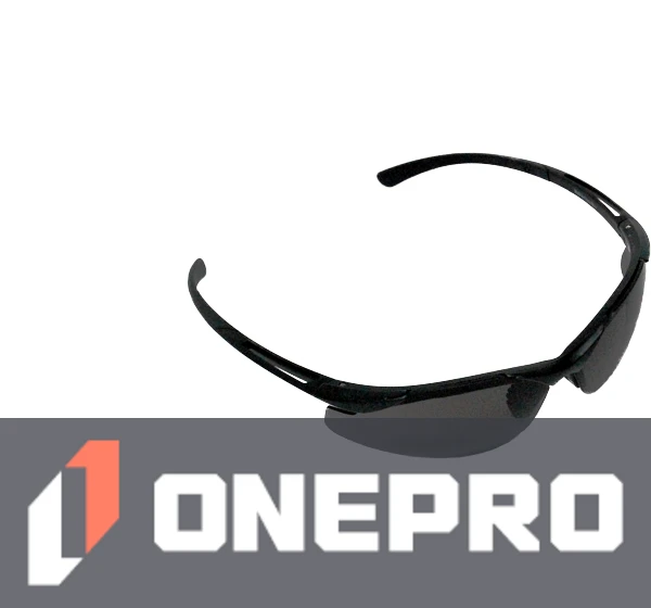 Z87+ Safety Sunglasses (light, wrap around lens, matte-black frame, neutral gray anti-fog lens)