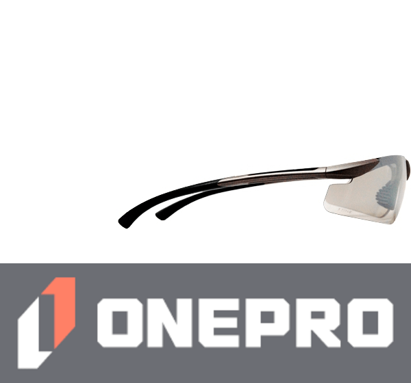 Z87+ Safety Sunglasses (light, wrap around lens, champagne frame, IO silver mirror anti-fog lens)