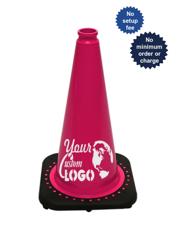 Pink 18\" Traffic Cone with Black Base