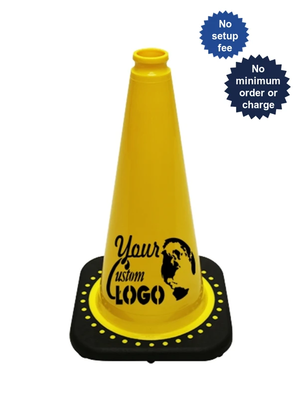 Yellow 18\" Traffic Cone with Black Base