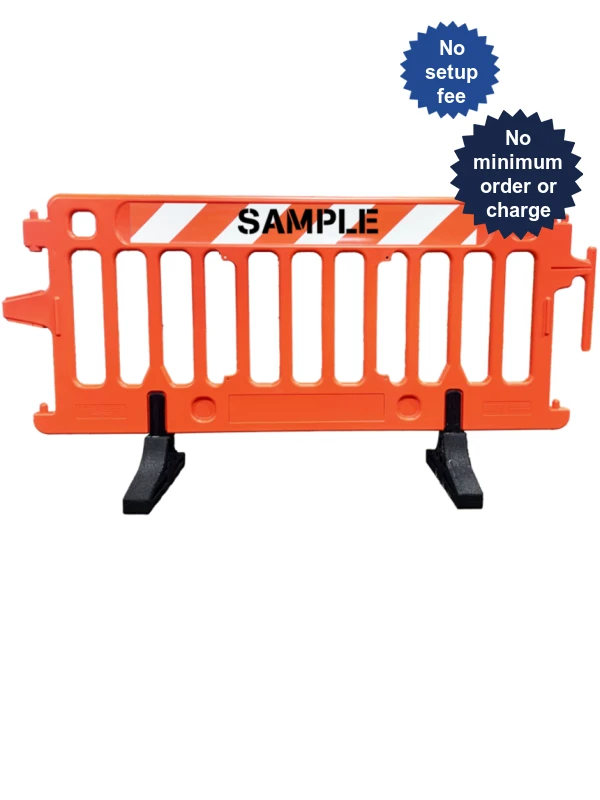 6\u0027 Long x 39 1/2\" Tall, Plasticade Crowdcade™ Crowd Control System, Orange with EG Sheeting on One (1) Side with Custom Lettering on One (1) Side