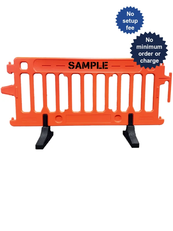 6\u0027 Long x 39 1/2\" Tall, Plasticade Crowdcade™ Crowd Control System, Orange with Custom Lettering on One (1) Side