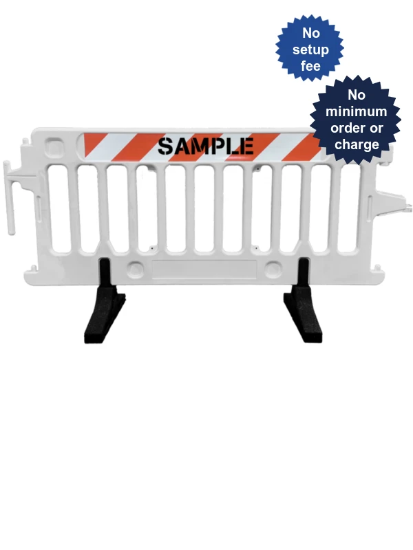 6\u0027 Long x 39 1/2\" Tall, Plasticade Crowdcade™ Crowd Control System, White with EG Sheeting on One (1) Side with Double Sided (2X) Custom Lettering