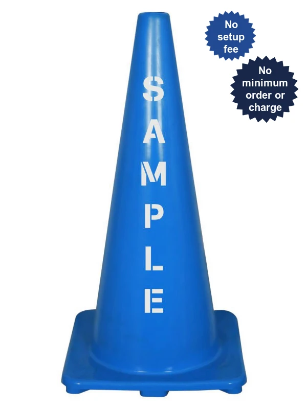 Solid Blue, 28\", 5 lbs, Economy Cone with Custom Lettering
