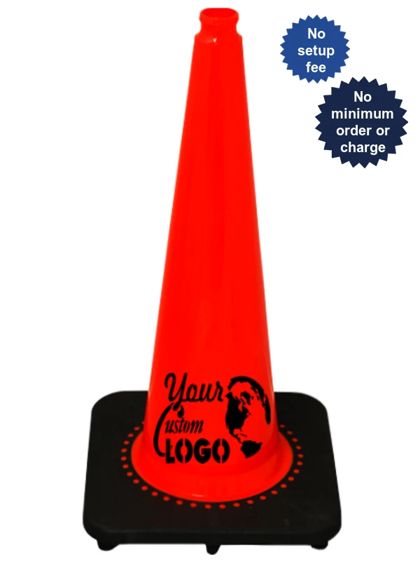 Orange 28\" 7 lbs. SlimLine Traffic Cone with Black Base