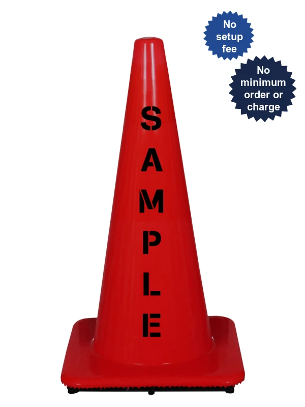 Red 28\" Traffic Cone w/ Double Sided Custom Lettering