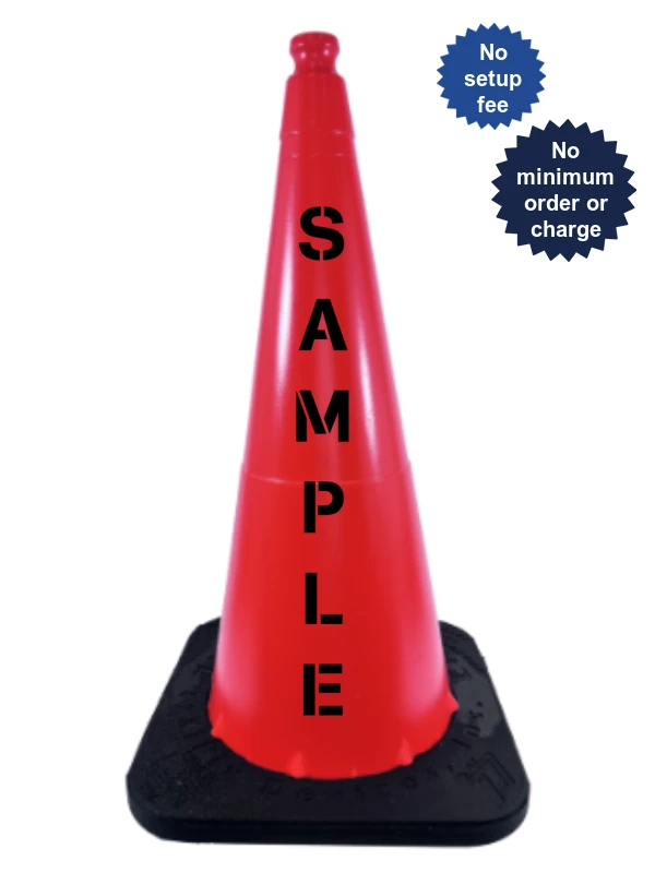 28\", 7.0 Lb., Traffix Devices Enviro-Cone® Traffic Cone, Orange with Custom Lettering on One (1) Side