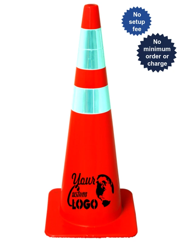 36 inch traffic cones 10 lbs orange  two reflective collars  your custom logo