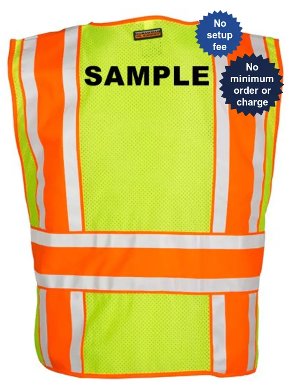 Premium, 4-Point \"Break Away\", Lime \u0026 Orange Contrasting, Class 2, 2XL-4XL with Black Custom Lettering