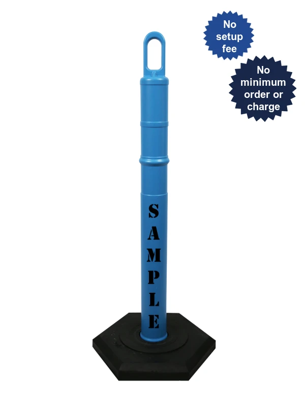 42\" BLUE TrafFix Looper Tube with 8 Lb. Base with Custom Lettering