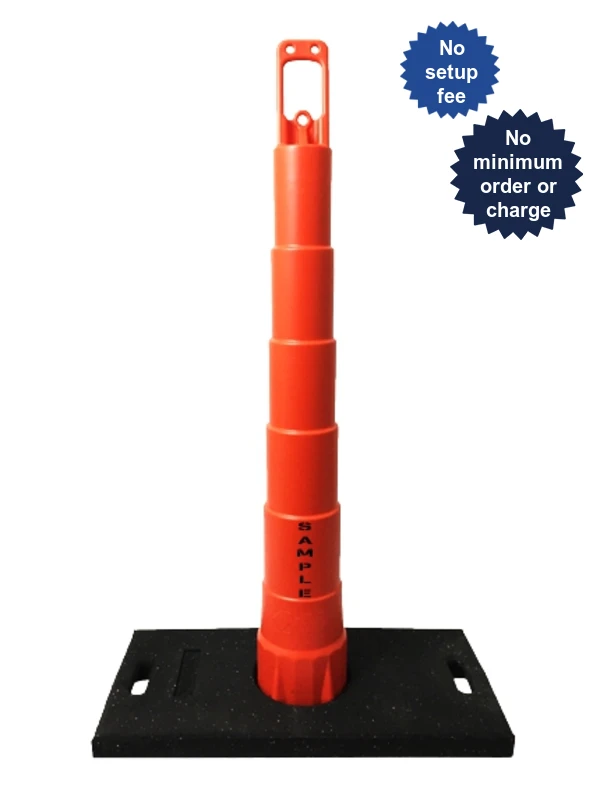 42\" Channelizer Cone with 30 Lb. Recycled Rubber Base with Double Sided Custom Lettering