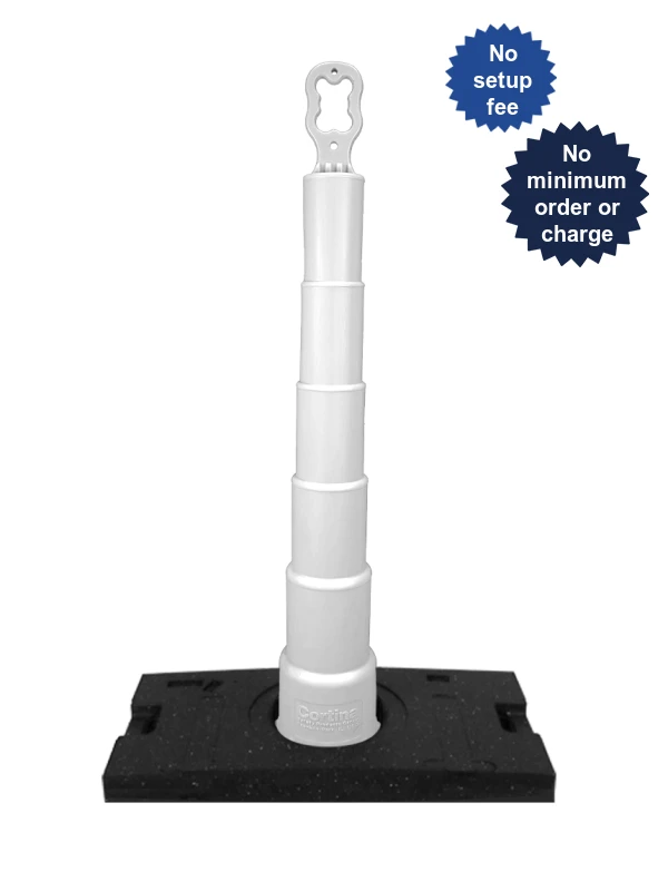 42 inch white EZ-Grab channelizer 30 lb base with custom lettering