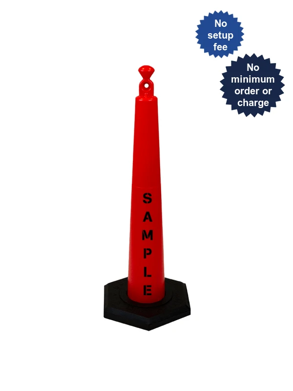 42\" Grabber Cone with 16 Lb. Recycled Rubber Base with Double Sided Custom Lettering