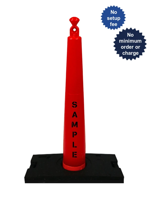 42\" Grabber Cone with 30 Lb. Recycled Rubber Base with Double Sided Custom Lettering