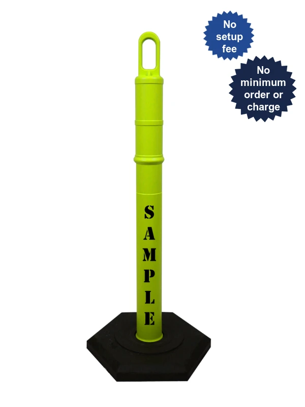 42\" LIME TrafFix Looper Tube with 12 Lb. Base with Custom Lettering