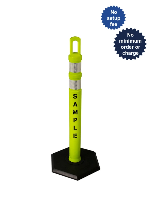42\" Lime JBC Arch Top Tube, Two 3\" Reflective Collars, 12lb Base \u0026 Double Sided Lettering