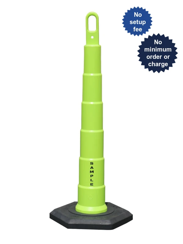 42\" LIME Traffix Looper Cone, 16 Lb Rubber Base \u0026 Custom Lettering