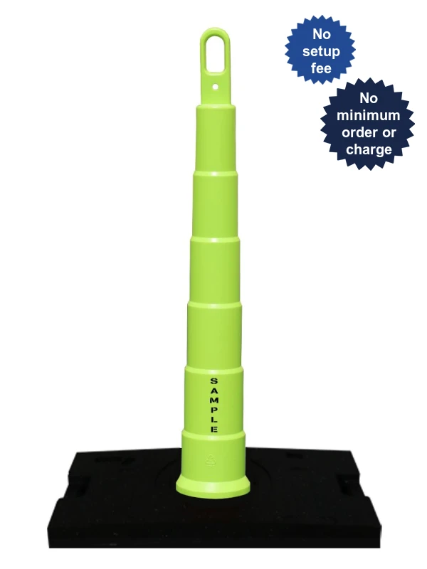 42 in lime traffix looper cone plain no sheeting 30 lbs heavy duty base lettering double sided