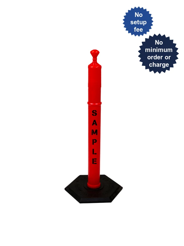 42\" ORANGE Looper Tube with 8 Lb. Base with Double Sided Custom Lettering
