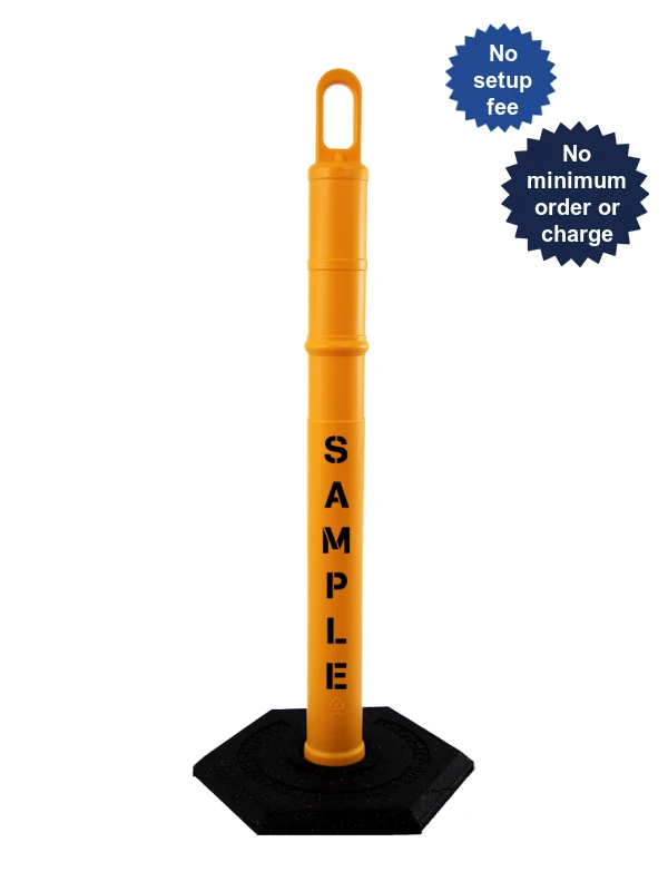 42\" YELLOW TrafFix Looper Tube with 8 Lb. Base with Custom Lettering