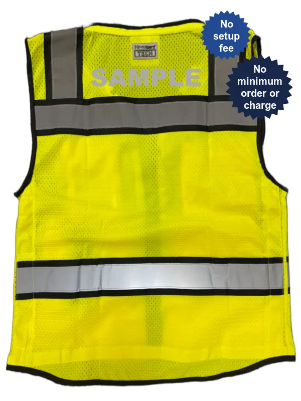Liberty Hivizgard Tech Series, All Mesh Class 2 Surveyor Vest, Lime, 4Xl w/ Custom Reflective Lettering