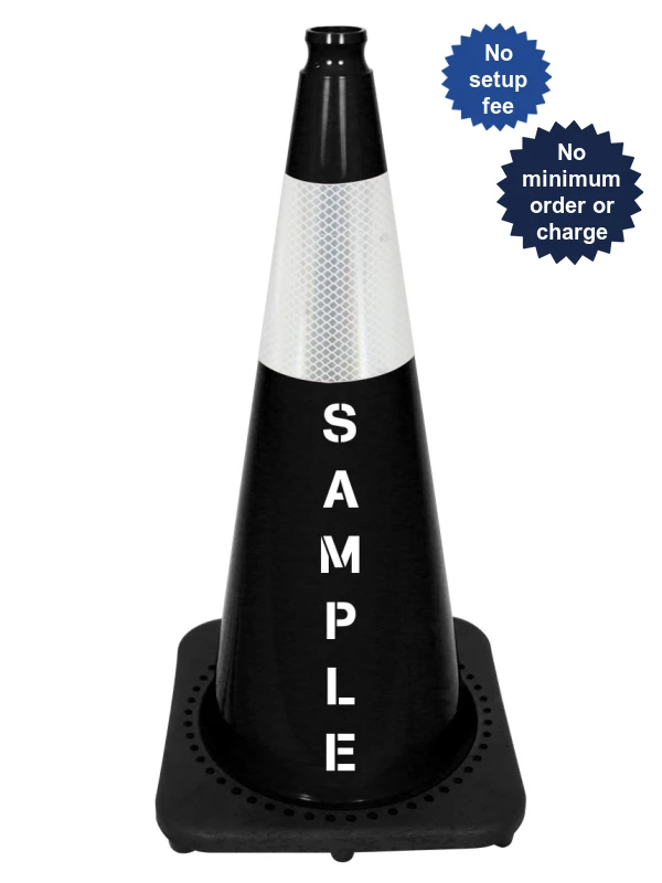 Black 28 inch 7 lbs JBC Cone Single 6\" Reflective Collar and Custom Lettering
