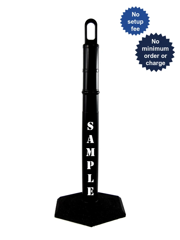 42\" Black TrafFix Looper Tube w/ 18 lbs Base \u0026 Double Sided Custom Lettering