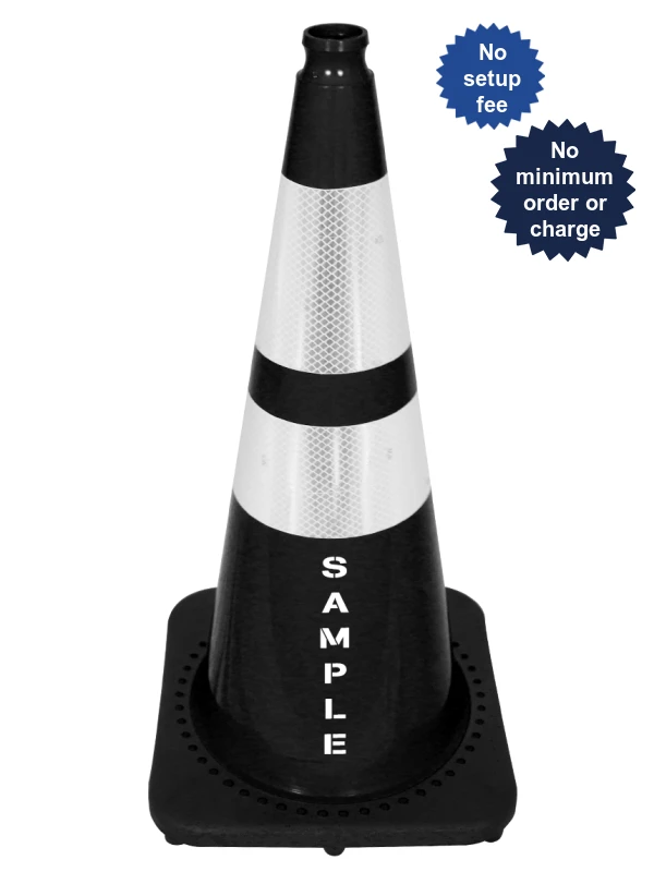 Black 28\" 7 lbs JBC Cone 6\" \u0026 4\" Reflective Collars \u0026 Double Sided Lettering