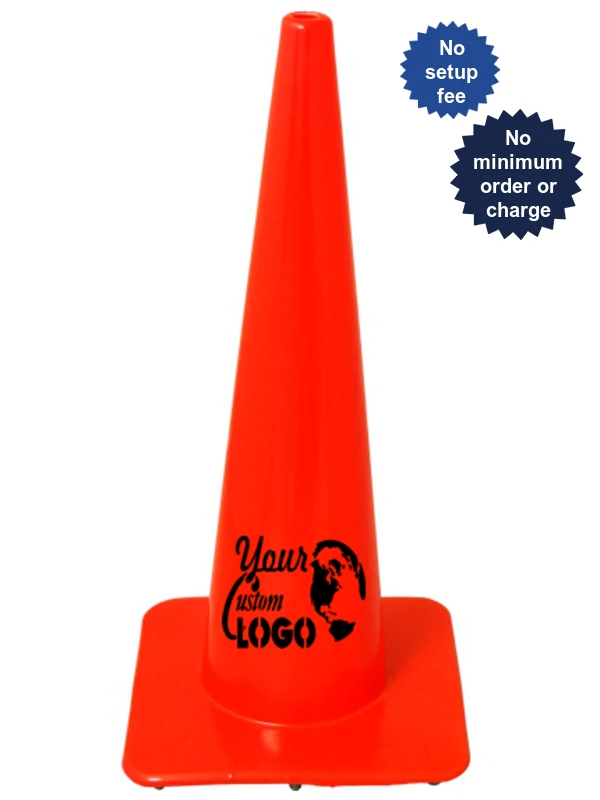28\" SlimLine Traffic Cones - Solid Orange