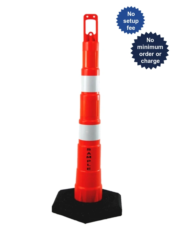 42\" Channelizer Cone w/Four (4) 4\" HI Reflective Collar,16 lbs Recycled Rubber Base \u0026 Double Sided Custom Lettering