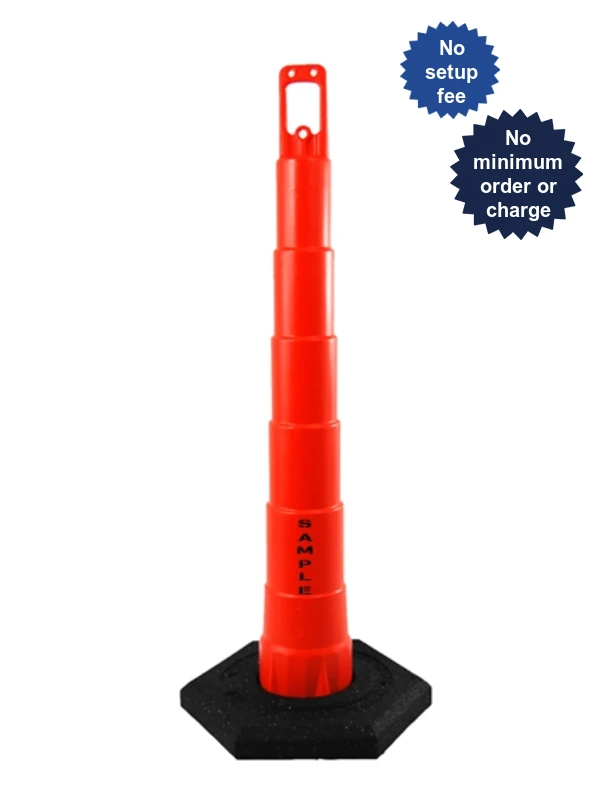 42\" Channelizer Cone w/ 16 lbs Recycled Rubber Base w/ Double Sided Custom Lettering