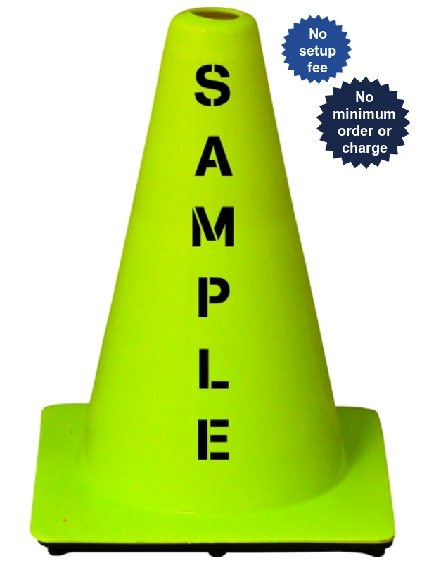 Lime 12\" Cones with Custom Stencil