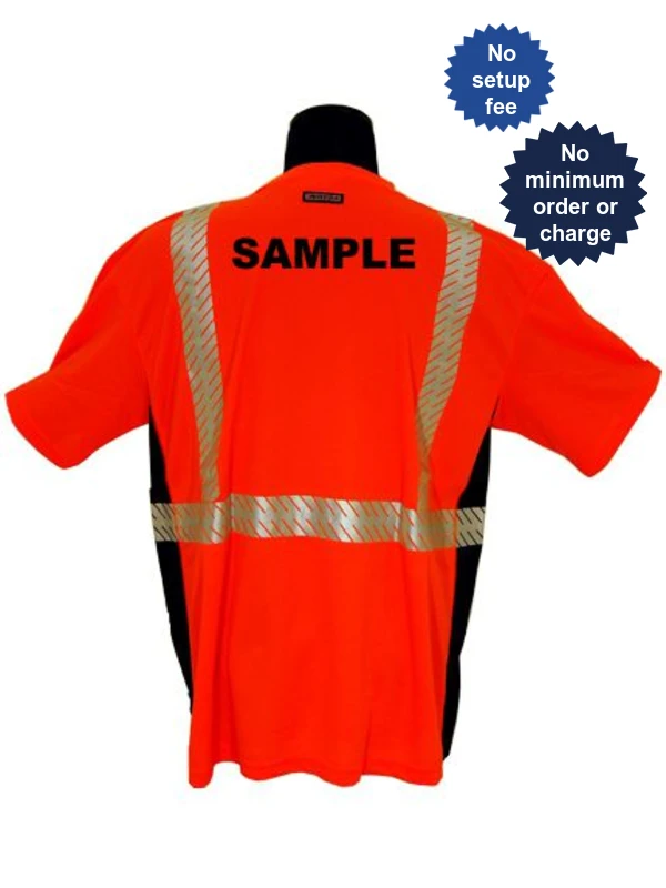 Class 2 Black Series Orange Short Sleeve T Shirt 2X Large w/Non Reflective Lettering