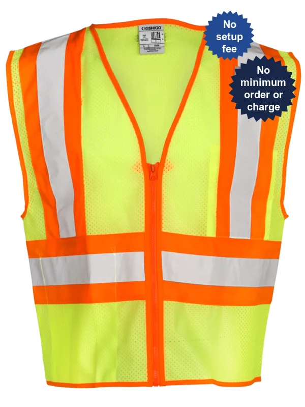Contrasting Mesh Class 2 Vest - Lime