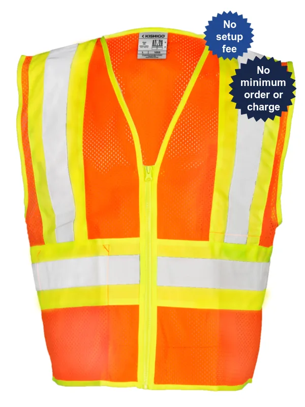 Contrasting Mesh Class 2 Vest - Orange